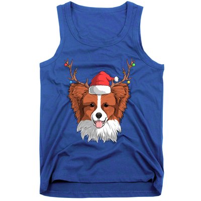 Papillon Dog Santa Claus Hat Christmas Xmas Reindeer Gift Tank Top