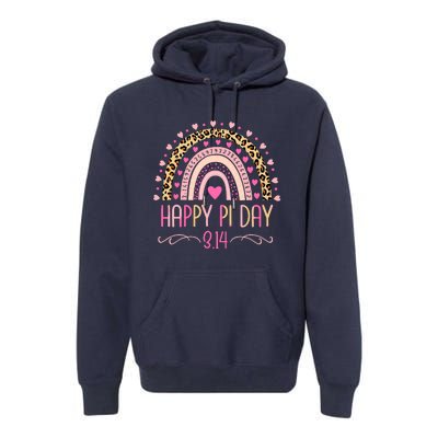 Pi Day Spiral Pi Math Teacher 3.14 Leopard Rainbow Premium Hoodie