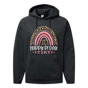 Pi Day Spiral Pi Math Teacher 3 14 Leopard Rainbow Performance Fleece Hoodie