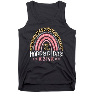 Pi Day Spiral Pi Math Teacher 3 14 Leopard Rainbow Tank Top