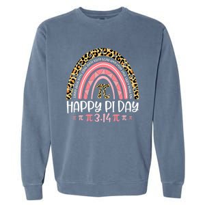 Pi Day Spiral Pi Math Teacher 3 14 Leopard Rainbow Garment-Dyed Sweatshirt