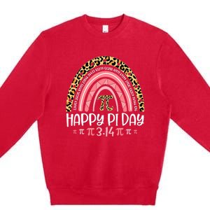 Pi Day Spiral Pi Math Teacher 3 14 Leopard Rainbow Premium Crewneck Sweatshirt