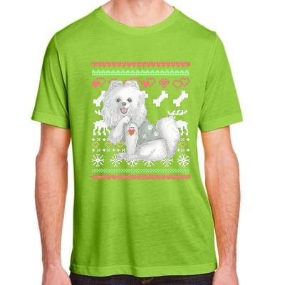 Pomeranian Dog Santa Claus Ugly Christmas Pattern Long Sleeve Adult ChromaSoft Performance T-Shirt