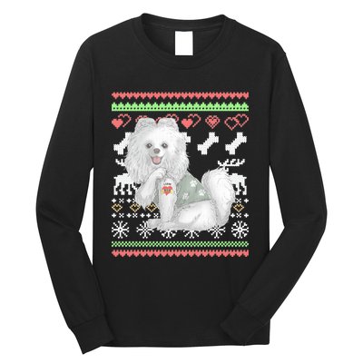 Pomeranian Dog Santa Claus Ugly Christmas Pattern Long Sleeve Long Sleeve Shirt