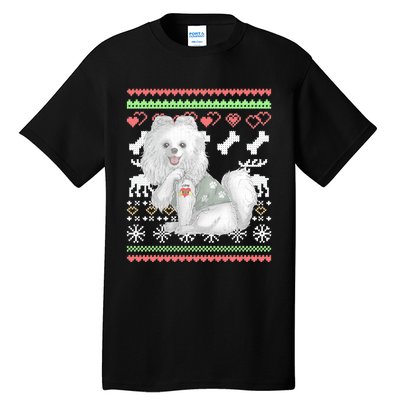 Pomeranian Dog Santa Claus Ugly Christmas Pattern Long Sleeve Tall T-Shirt