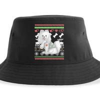 Pomeranian Dog Santa Claus Ugly Christmas Pattern Long Sleeve Sustainable Bucket Hat