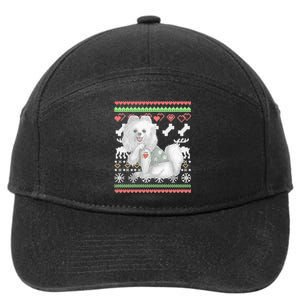 Pomeranian Dog Santa Claus Ugly Christmas Pattern Long Sleeve 7-Panel Snapback Hat