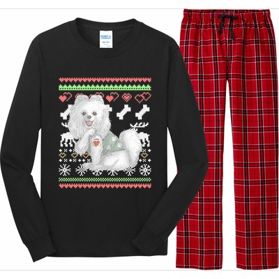 Pomeranian Dog Santa Claus Ugly Christmas Pattern Long Sleeve Long Sleeve Pajama Set