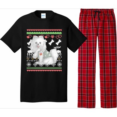 Pomeranian Dog Santa Claus Ugly Christmas Pattern Long Sleeve Pajama Set