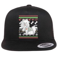 Pomeranian Dog Santa Claus Ugly Christmas Pattern Long Sleeve Flat Bill Trucker Hat