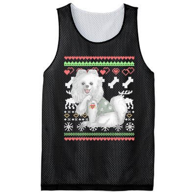 Pomeranian Dog Santa Claus Ugly Christmas Pattern Long Sleeve Mesh Reversible Basketball Jersey Tank