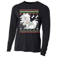 Pomeranian Dog Santa Claus Ugly Christmas Pattern Long Sleeve Cooling Performance Long Sleeve Crew