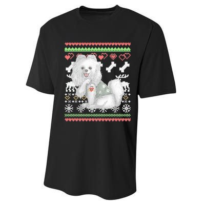 Pomeranian Dog Santa Claus Ugly Christmas Pattern Long Sleeve Performance Sprint T-Shirt