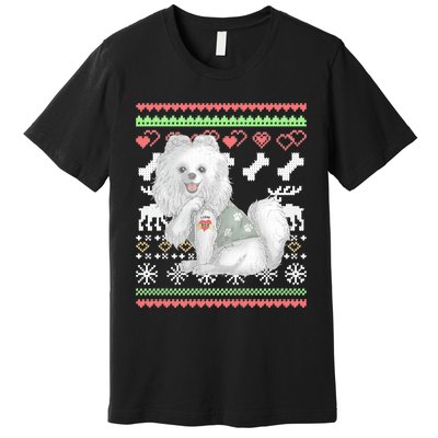 Pomeranian Dog Santa Claus Ugly Christmas Pattern Long Sleeve Premium T-Shirt