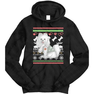 Pomeranian Dog Santa Claus Ugly Christmas Pattern Long Sleeve Tie Dye Hoodie