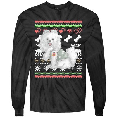 Pomeranian Dog Santa Claus Ugly Christmas Pattern Long Sleeve Tie-Dye Long Sleeve Shirt