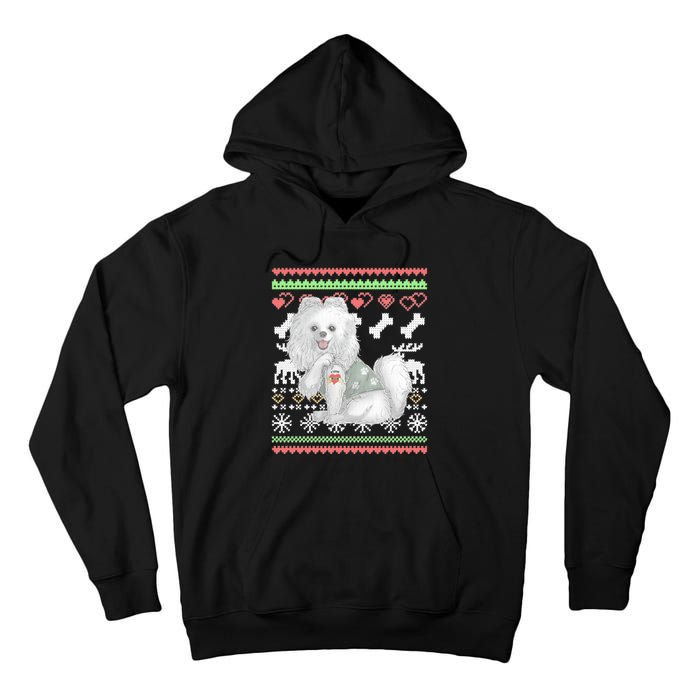 Pomeranian Dog Santa Claus Ugly Christmas Pattern Long Sleeve Tall Hoodie