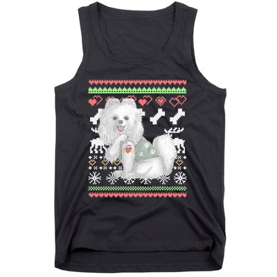 Pomeranian Dog Santa Claus Ugly Christmas Pattern Long Sleeve Tank Top