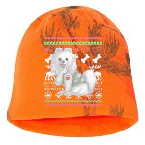 Pomeranian Dog Santa Claus Ugly Christmas Pattern Long Sleeve Kati - Camo Knit Beanie