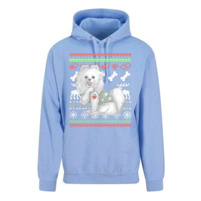 Pomeranian Dog Santa Claus Ugly Christmas Pattern Long Sleeve Unisex Surf Hoodie