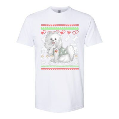 Pomeranian Dog Santa Claus Ugly Christmas Pattern Long Sleeve Softstyle® CVC T-Shirt