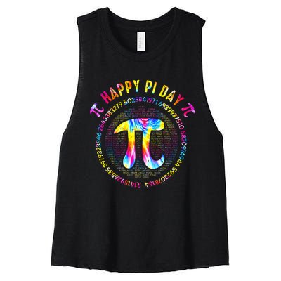 Pi Day Spiral Pi Math Teacher 3 14 Leopard Rainbow Women's Racerback Cropped Tank