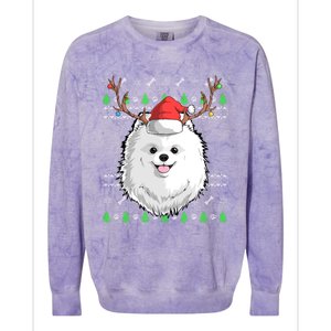 Pomeranian Dog Santa Claus Ugly Christmas Xmas Reindeer Cute Gift Colorblast Crewneck Sweatshirt