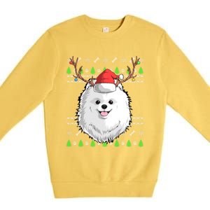 Pomeranian Dog Santa Claus Ugly Christmas Xmas Reindeer Cute Gift Premium Crewneck Sweatshirt