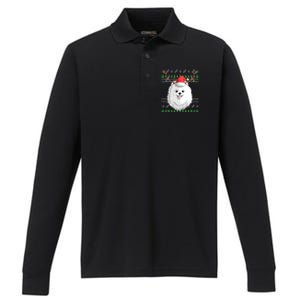 Pomeranian Dog Santa Claus Ugly Christmas Xmas Reindeer Cute Gift Performance Long Sleeve Polo