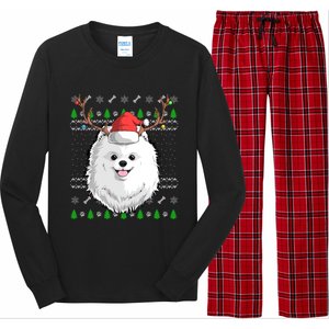 Pomeranian Dog Santa Claus Ugly Christmas Xmas Reindeer Cute Gift Long Sleeve Pajama Set