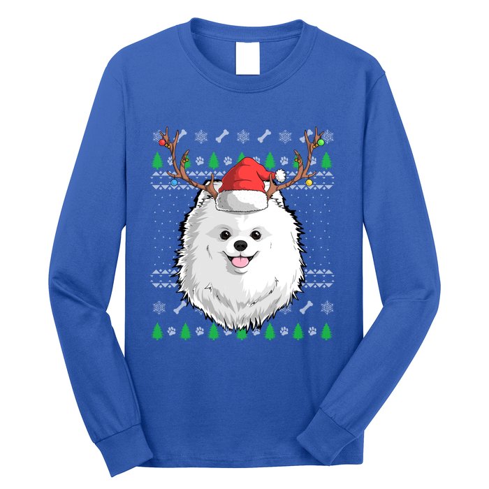 Pomeranian Dog Santa Claus Ugly Christmas Xmas Reindeer Cute Gift Long Sleeve Shirt