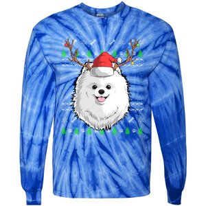 Pomeranian Dog Santa Claus Ugly Christmas Xmas Reindeer Cute Gift Tie-Dye Long Sleeve Shirt