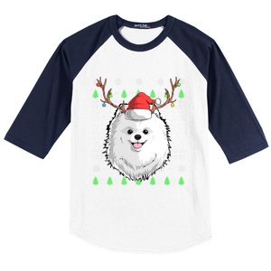 Pomeranian Dog Santa Claus Ugly Christmas Xmas Reindeer Cute Gift Baseball Sleeve Shirt