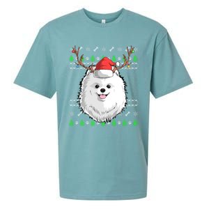 Pomeranian Dog Santa Claus Ugly Christmas Xmas Reindeer Cute Gift Sueded Cloud Jersey T-Shirt