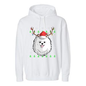 Pomeranian Dog Santa Claus Ugly Christmas Xmas Reindeer Cute Gift Garment-Dyed Fleece Hoodie