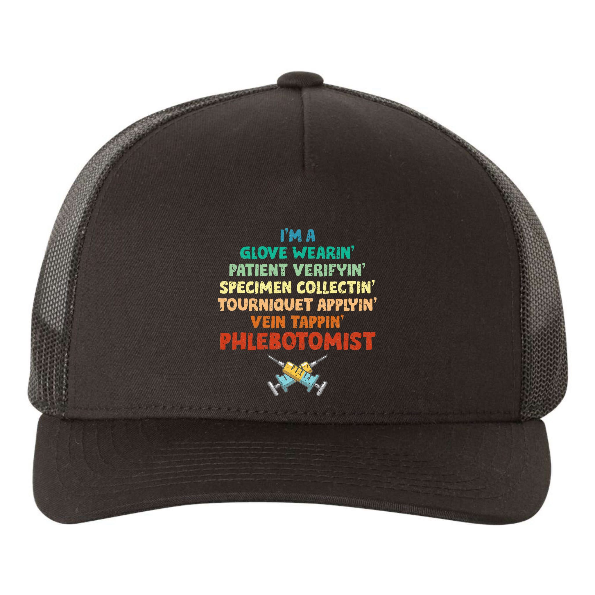Phlebotomist Definition Syringe Nurse Phlebotomy Yupoong Adult 5-Panel Trucker Hat