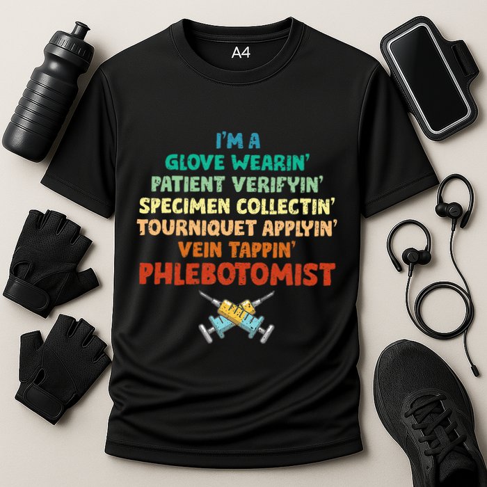 Phlebotomist Definition Syringe Nurse Phlebotomy Cooling Performance Crew T-Shirt
