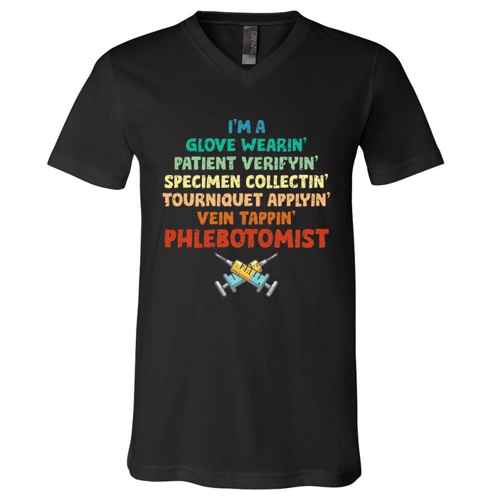 Phlebotomist Definition Syringe Nurse Phlebotomy V-Neck T-Shirt