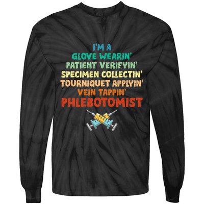 Phlebotomist Definition Syringe Nurse Phlebotomy Tie-Dye Long Sleeve Shirt