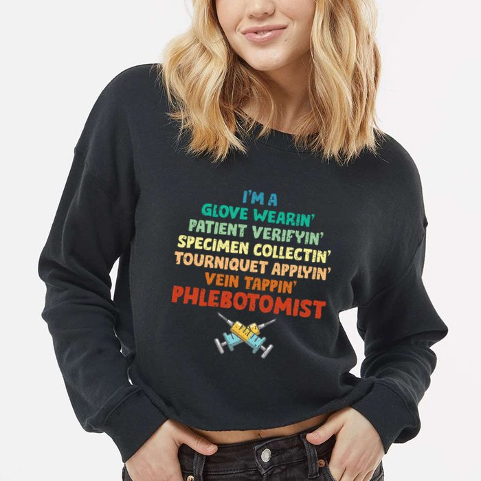 Phlebotomist Definition Syringe Nurse Phlebotomy Cropped Pullover Crew