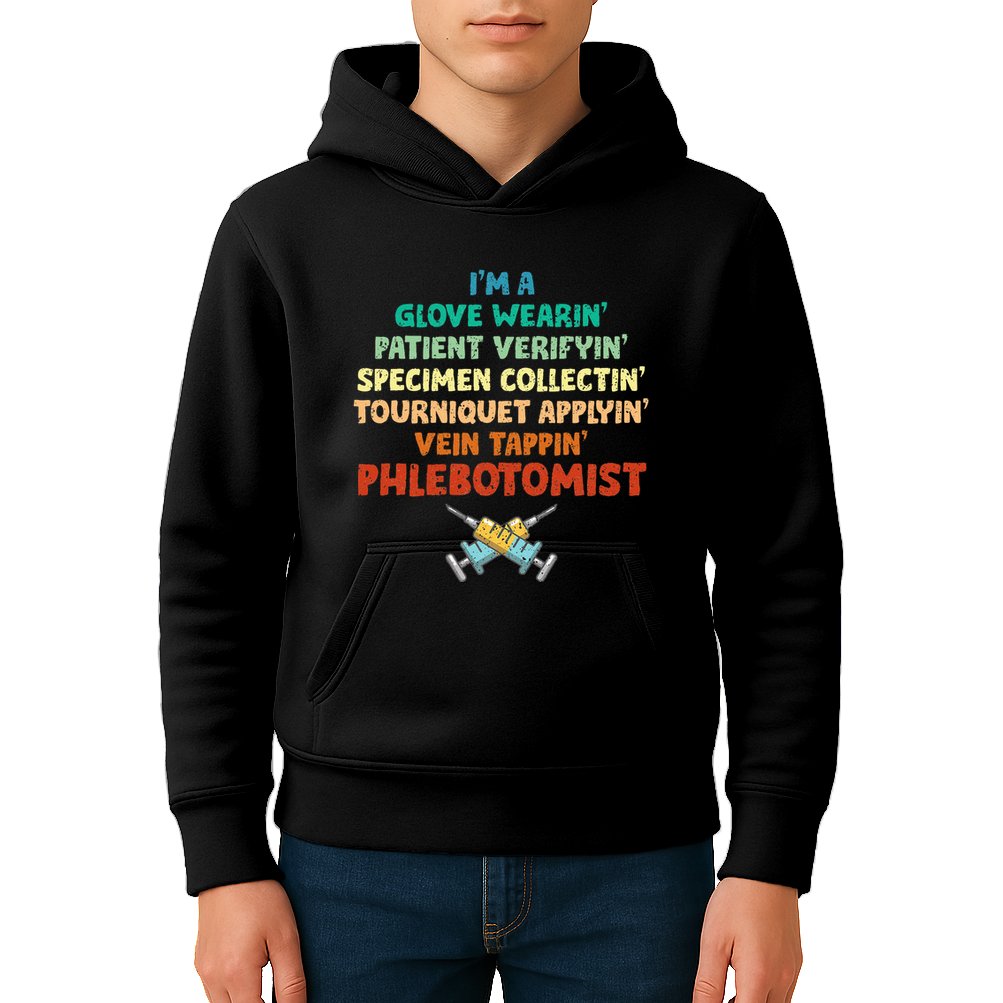 Phlebotomist Definition Syringe Nurse Phlebotomy Kids Hoodie