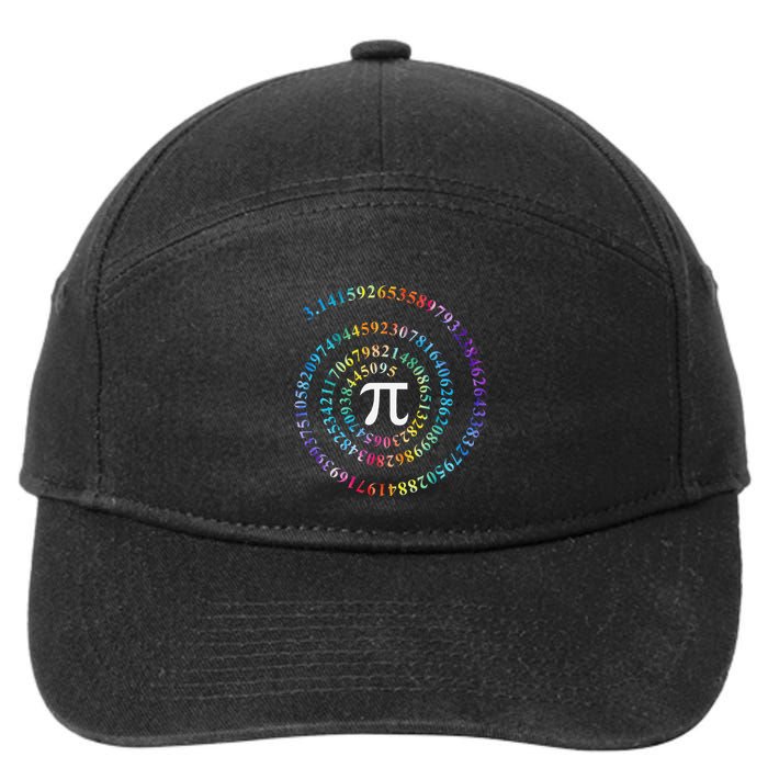 Pi Day Spiral Pi Math Design For Pi Day 3.14 Mathematical 7-Panel Snapback Hat