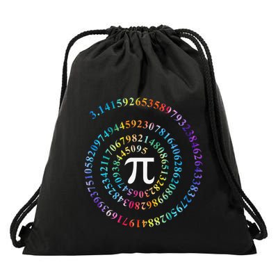 Pi Day Spiral Pi Math Design For Pi Day 3.14 Mathematical Drawstring Bag