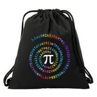 Pi Day Spiral Pi Math Design For Pi Day 3.14 Mathematical Drawstring Bag