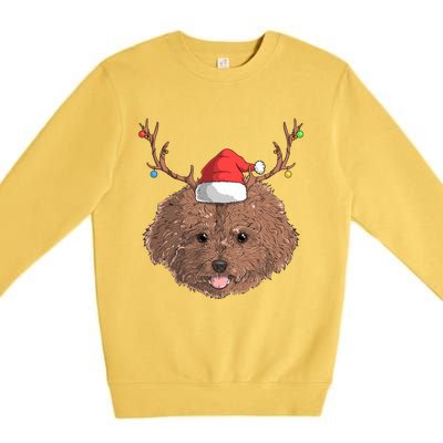 Poodle Dog Santa Claus Hat Christmas Xmas Holiday Reindeer Funny Gift Premium Crewneck Sweatshirt