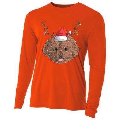 Poodle Dog Santa Claus Hat Christmas Xmas Holiday Reindeer Funny Gift Cooling Performance Long Sleeve Crew