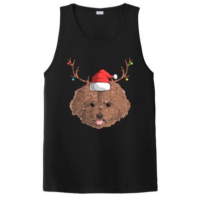 Poodle Dog Santa Claus Hat Christmas Xmas Holiday Reindeer Funny Gift PosiCharge Competitor Tank