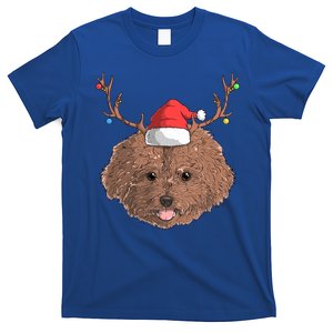 Poodle Dog Santa Claus Hat Christmas Xmas Holiday Reindeer Funny Gift T-Shirt