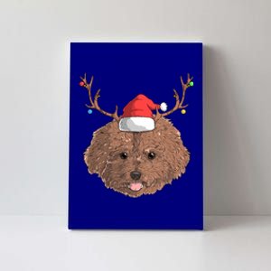 Poodle Dog Santa Claus Hat Christmas Xmas Holiday Reindeer Funny Gift Canvas