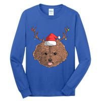 Poodle Dog Santa Claus Hat Christmas Xmas Holiday Reindeer Funny Gift Tall Long Sleeve T-Shirt